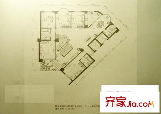 黄金豪园 3室 户型图