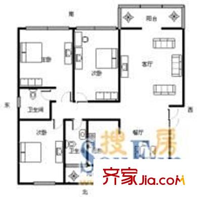 大華錦繡華城第9街區(qū) 3室 戶型圖