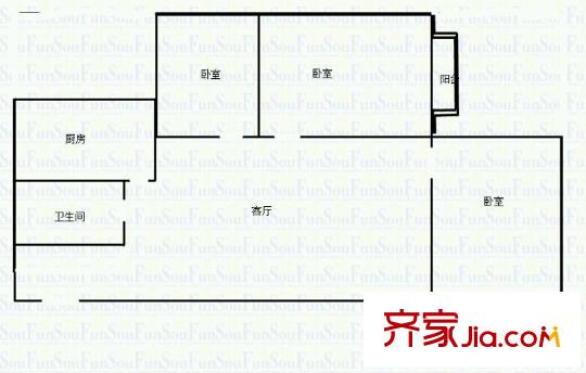 聽潮一村 2室 戶型圖