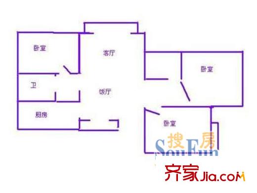 上海 聽(tīng)潮一村3室 戶(hù)型圖