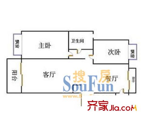 上海 聽(tīng)潮一村2室 戶(hù)型圖