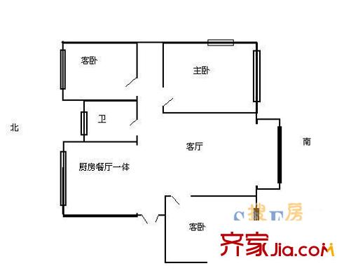 海江二村3室1厅1卫1厨