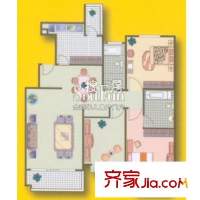 丹芳苑戶(hù)型圖3室2廳2衛(wèi)1廚