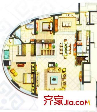 王子晶品户型图复式一层02室户型图