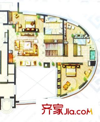 王子晶品户型图复式二层01室户型图