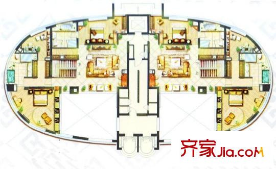王子晶品户型图复式二层户型图