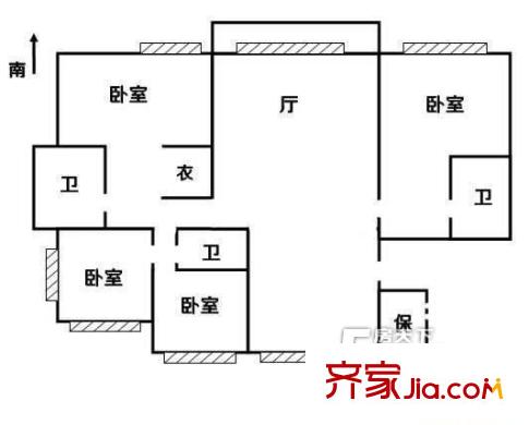云蓮苑戶型圖戶型圖 4室2廳3衛(wèi)1廚