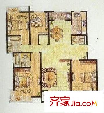 華高新苑北苑戶型圖 戶型圖 4室3廳3衛(wèi)1廚