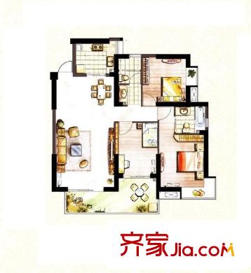 曹杨五月天户型图户型图 3室2厅2卫1厨