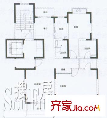 曹杨五月天户型图3室2厅1卫1厨