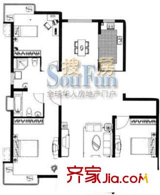 上大阳光乾静园 3室 户型图