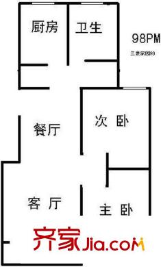 三泉家园户型图户型图 2室2厅1卫1厨