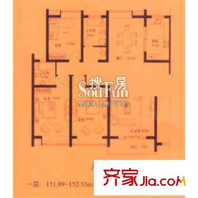 界龍陽光苑(西區(qū))戶型圖上海 界龍陽光苑A型 戶型圖 3室2廳2衛(wèi)1廚