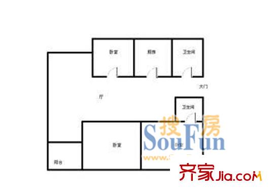 界龍陽(yáng)光苑(西區(qū))戶型圖上海 界龍陽(yáng)光苑(西區(qū)) 戶型圖 3室1廳1衛(wèi)1廚