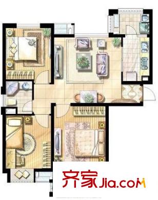 富顿街区户型图A户型图 3室3厅1卫