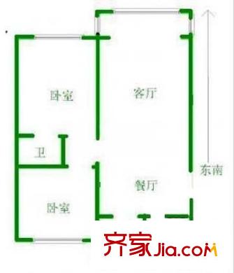 今達(dá)花園戶型圖戶型圖 2室2廳1衛(wèi)1廚