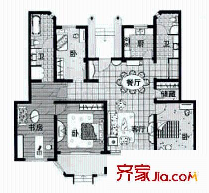 今達(dá)花園戶型圖戶型圖 4室2廳2衛(wèi)1廚