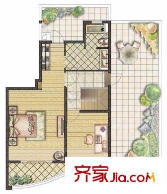 恒盛鼎城华公馆户型图69.59平方米户型图 1室1厅1卫1厨