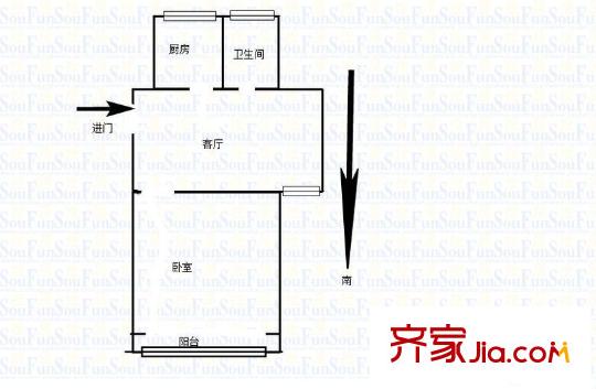 東陸新村二街坊 1室 戶型圖