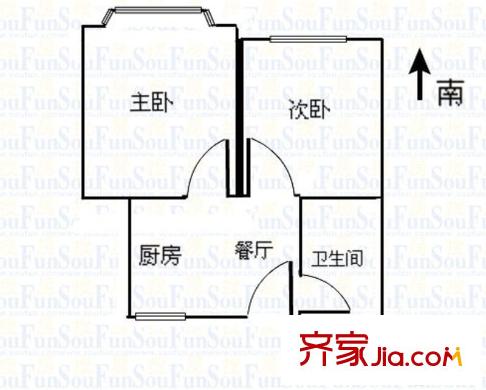 政宁小区户型图户型图 2室1厅1卫1厨