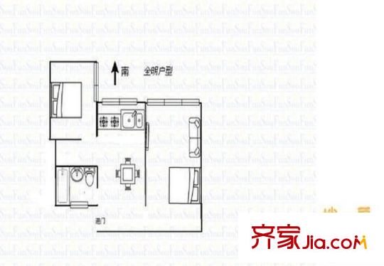 政宁小区户型图 户型图 2室1厅1卫1厨