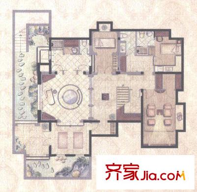 圣塔路斯C3户型地下室 4室2厅4卫1厨