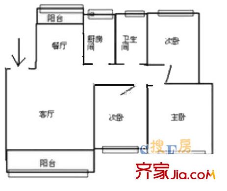 金橋新城一期金石苑3室2廳1衛(wèi)1廚