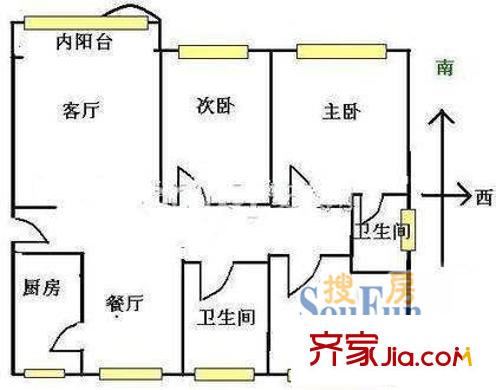 濱江龍居苑3室2廳2衛(wèi)1廚