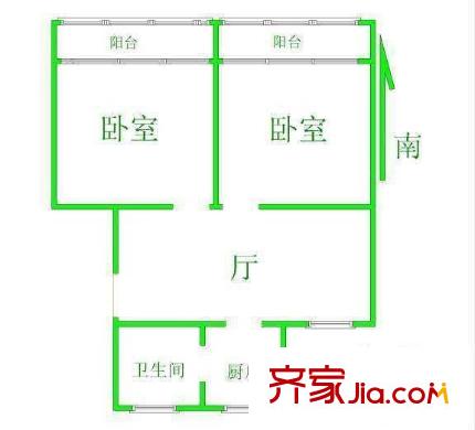 由由四村 2室 戶型圖