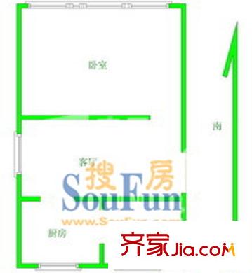 由由四村1室1廳1衛(wèi)1廚