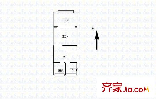 由由四村 1室 戶型圖