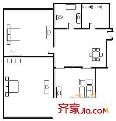 瑞禾明苑2室2廳2衛(wèi)1廚