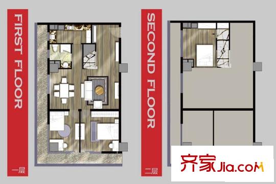 底特律财富天地公寓户型图二期01,06室B型户型图 3室2厅1卫1厨