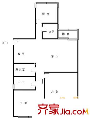 上海 上泰花苑3室 戶型圖