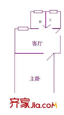 上海 上泰花苑1室  戶型圖