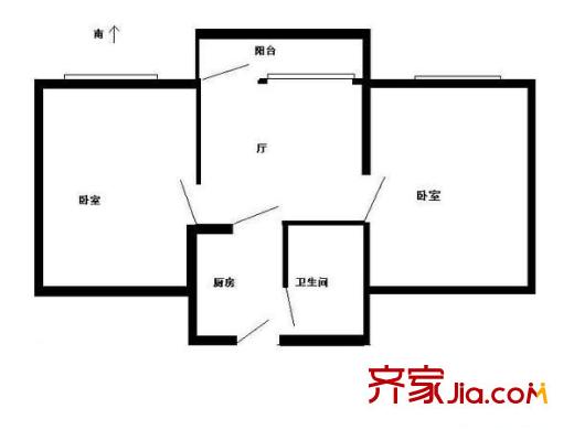 永業(yè)小區(qū) 2室 戶型圖
