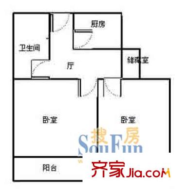 上海 丁香大楼2室户型图