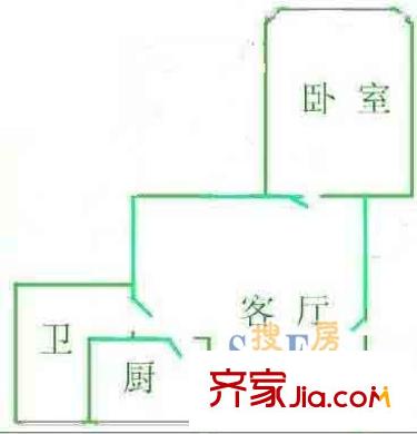 上海 丁香大楼 1室户型图