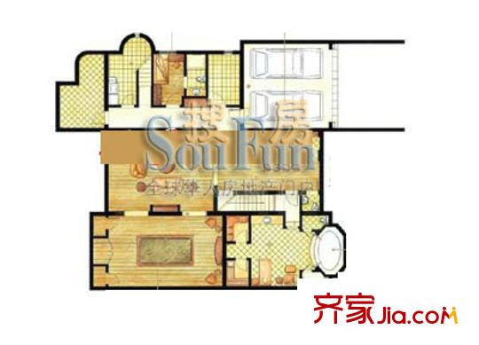 東郊花園E戶型地下室 4室2廳3衛(wèi)1廚