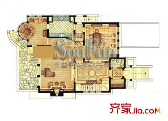 東郊花園C戶型一層 4室2廳3衛(wèi)1廚