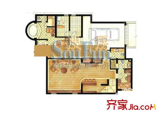 東郊花園C戶型地下室 4室2廳3衛(wèi)1廚