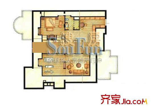 東郊花園C戶型三層 4室2廳3衛(wèi)1廚