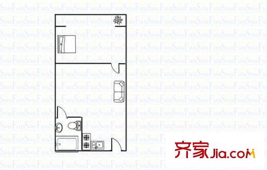 新弘国际公寓 1室 户型图