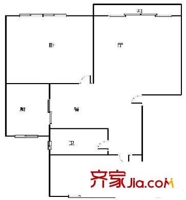 泰宸苑户型图户型图 2室1厅1卫1厨