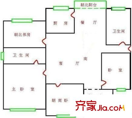 上海豪园户型图户型图 4室2厅2卫1厨