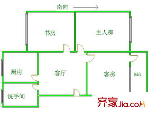 闵浦新苑六村户型图户型图 3室1厅1卫1厨