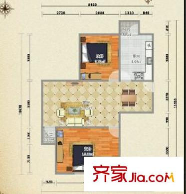 闵浦新苑六村 2室 户型图
