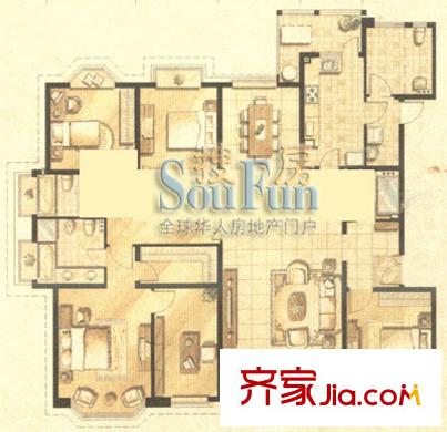 金汇豪庭户型图E户型 5室2厅2卫1厨