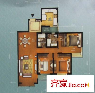 泰欣嘉园户型图8号楼02单元 户型图 3室2厅2卫