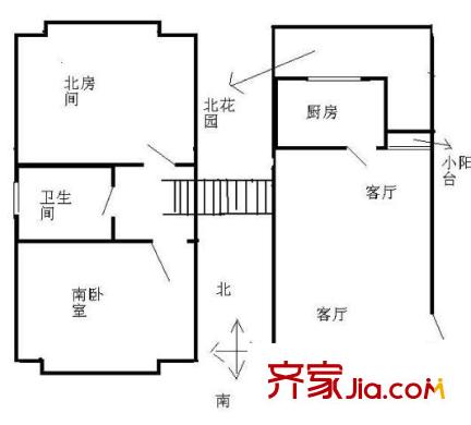 康桥水都户型图1复2 2室2厅1卫1厨